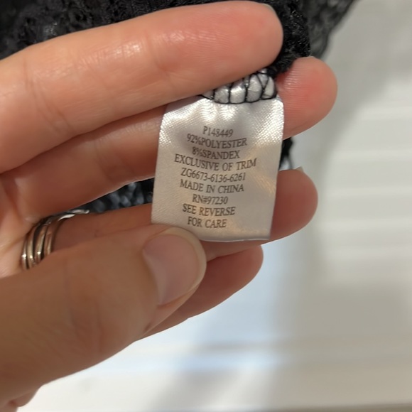 Black Sheer Floral Lace top with Sequin Detail - Picture 5 of 6